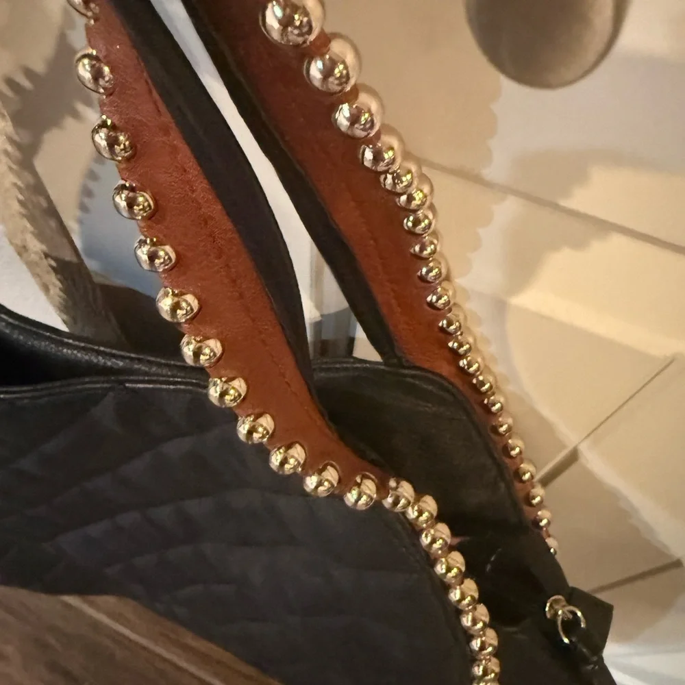 Big Buddha Black Quilted Shoulder Bag with Gold Accents - Picture 2 of 5